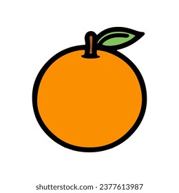 Frutos naranjas con hojas verdes. Cítricos. Ilustración vectorial.