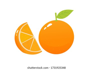 Frutos anaranjados con icono de hoja verde aislados en ilustración vectorial de fondo blanco.