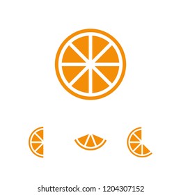 Orange fruit with green leaf logo design. Food logo vector template.