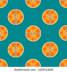 Orange fruit with a green leaf seamless vector pattern with illustrator.concept of healthy eating. Food texture.Vector illustration Eps 10.vector high detail. 