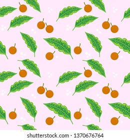 Orange fruit and green and leaf seamless pattern can use for fabric textile wallpaper.