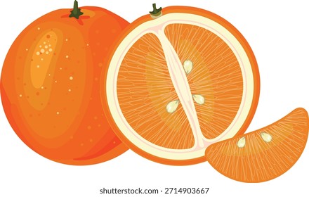 Frutos de laranja, meio fruto de laranja com sementes isoladas sobre fundo branco