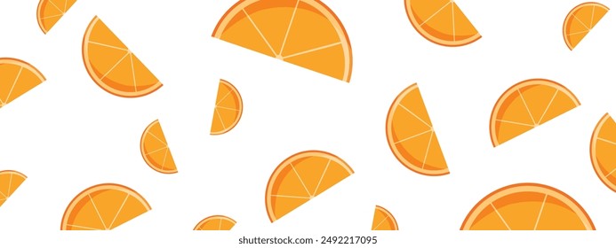 Orange fruit half of slice floating, isolated on white background. Vector illustration