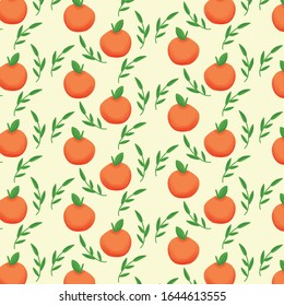 orange fruit hand drawn pattern template vector