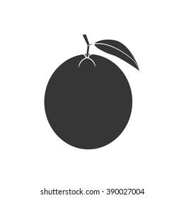 Orange Fruit Icon. Citrus. Leaf. Vector illustration