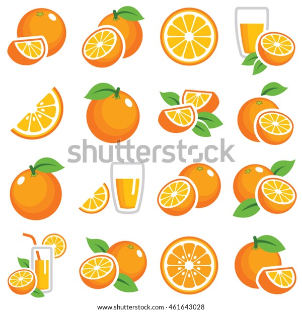 オレンジのフルーツアイコンコレクション カラーベクター画像 のベクター画像素材 ロイヤリティフリー