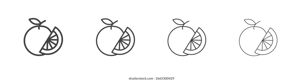 Diseño de símbolo de contorno de concepto de icono de fruta naranja.