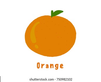 Orange. Fruit icon. Illustration. Child style. Funny. Clip art.