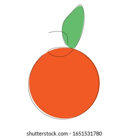 Orange fruit, icon line drawing vector illustration