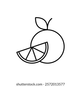 Orange fruit icon in liner stroke style