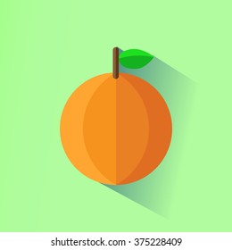 Orange fruit icon with long shadow Vector illustration