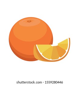 orange fruit icon over white background, vector illustration