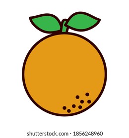 orangefarbene Fruchtsymbol auf weißem Hintergrund, Linien- und Füllstil, Vektorgrafik