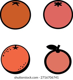 Orange Frucht Symbol Set Silhouette Vektorgrafik für Zitrusdesign Projekte