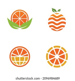 Orange fruit icon set vector logo design