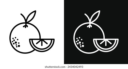 Orange Fruit Icon Set. Vector Illustration