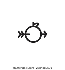 Orange fruit icon shot with an arrow