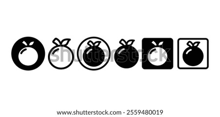 orange fruit icon symbol sign vector design black white color simple outline and black fill illustration collection isolated