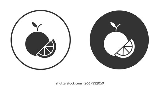 Orange fruit icon in trendy flat design versions in black and white.