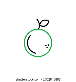 orangefarbene Fruchtsymbol, zweifarbige Vektorillustration. einzeln auf weißem Hintergrund