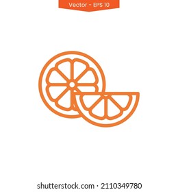 Diseño de la ilustración de un vector de icono de fruta naranja