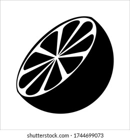 Symbol für orangefarbene Früchte mit weißem Hintergrund