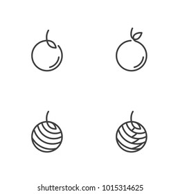 Orange fruit icons outline stroke set design illustration black and white color isolated on white background, vector eps10