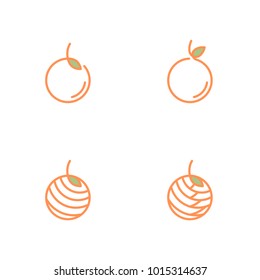 Orange fruit icons outline stroke set design illustration isolated on white background, vector eps10