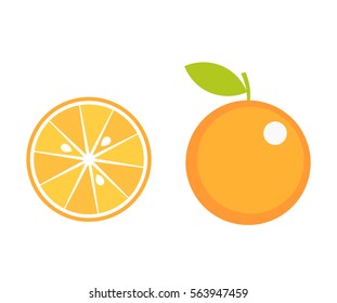 Orange fruit icons, orange slice. Vector illustration