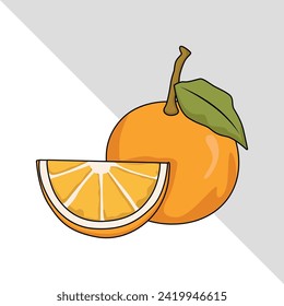 orange fruit illustration 2d flat graphic