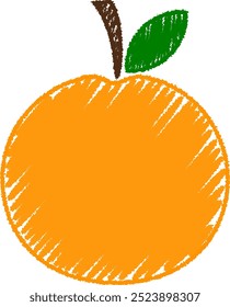 Orange Fruit illustration with child crayon drawing style