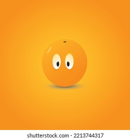 orange fruit illustration design with a pair of cute eyes