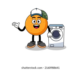 ilustración de frutos anaranjados como hombre de lavandería, diseño de caracteres