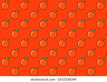 An orange fruit illustration pattern with orange background, food packaging, menu illustration hand drawn print ads, food business, farm