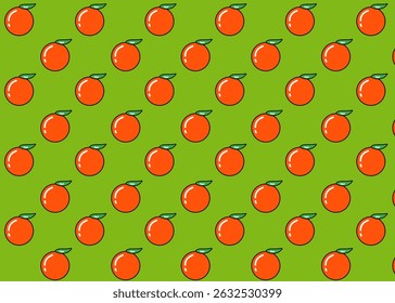 Um padrão de ilustração de fruta laranja com fundo verde, embalagem de alimentos, menu ilustração mão desenhado anúncios impressos, negócio de alimentos, fazenda