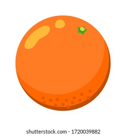 Orange fruit isolated. Flat cartoon style. Garden harvest. Healthy food. Vegan and vegetarian lifestyle. Eco-friendly. Health care. For postcards, stickers and posters. Icon for interface design