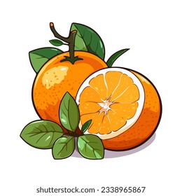 Orangefarbene Früchte einzeln auf weißem Hintergrund. Tangerine. Bio-Früchte. Cartoon-Stil. Vektorgrafik für jedes Design.