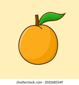 Orange fruit isolated vector illustration with outline cartoon style. can use for food menu elements, diet and vegetarian design, poster, banner, flyer, pamphlet, leaflet, brochure, catalog, icon