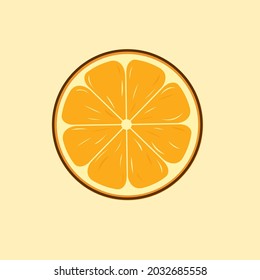 Orange fruit isolated vector illustration with outline cartoon style. can use for food menu elements, diet and vegetarian design, poster, banner, flyer, pamphlet, leaflet, brochure, catalog, icon