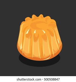 Orange fruit jelly pudding vector flat design illustration, Sweets, Dessert