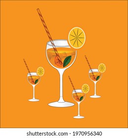 Orange, Fruit, Juice, Drink, Soft Drink, Juice Glass, Vector Graphics Design Template