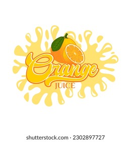 orange fruit juice logo design, with fresh orange fruit icon with water splash. Perfect for drink labels, juice drink icons or drink product stickers