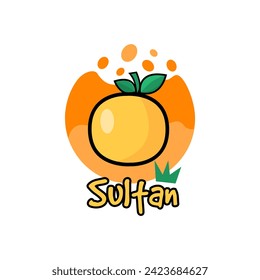 Orange fruit juice logo with splash and drop concept illustration for brand identity