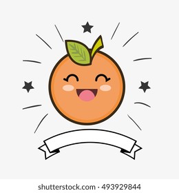 orange fruit kawaii cartoon