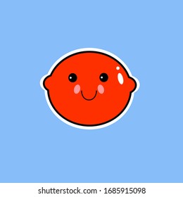 Orange fruit kawaii. Vector illustration