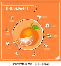 Orange fruit with leaf icon. Poster Advertisement Flyers Vector Illustration