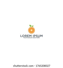 Vector de diseño de logotipos de frutas y hojas de naranja