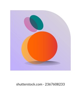 Orange fruit with leaf logo. Vector modern flat app icon. Healthy eating, dieting concept. Vibrant design in orange, green and purple colors. Great for web design, company logo, ui ux, social media