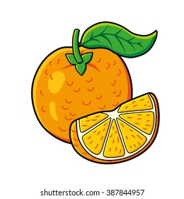 Orange Fruit Leaf Slice Stock Vector (Royalty Free) 387844957 ...