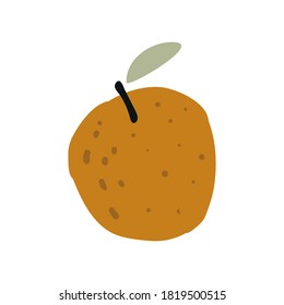 Orange fruit with leaf. Vector illustration. Citrus fruit.